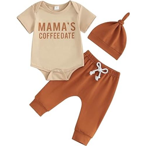 FIOMVA Newborn Baby Clothes Boy Funny Letter Short Sleeve Onesie Romper+Long Pants Set Infant Summer Outfits