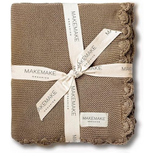 MakeMake Organics Organic Baby Blanket GOTS Certified Organic Cotton Newborn Modern Knit Breathable Unisex Boy Girl Stroller Blanket (30x40, Brown)