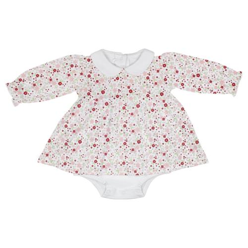 Winter Wonderland Floral Print Long Sleeve Collared Dress