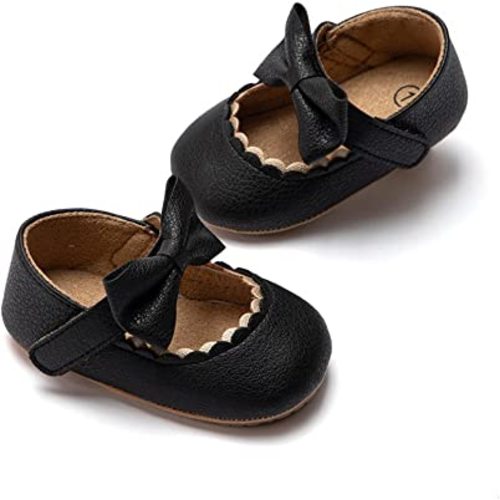 Meckior Infant Baby Girls Soft Sole Bowknot Princess Wedding Dress Mary Jane Flats Prewalker Newborn Light Baby Sneaker Shoes