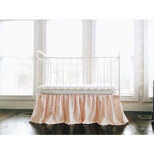 Ballet Slipper Pink Farmhouse Crib Skirt | High Cotton Textile
