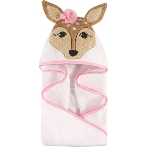 Hudson Baby Unisex Baby Cotton Animal Face Hooded Towel, Fawn, One Size