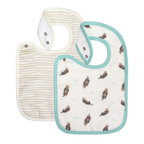 Otter Taupe Wave Baby Bib Set (2-Pack) | BambooLittle – Bamboo Little