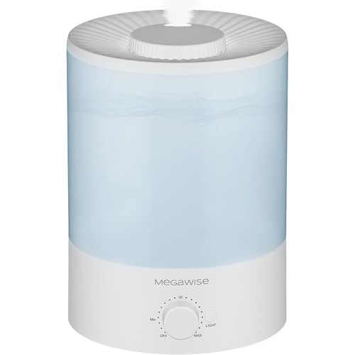 MegaWise Healthy Top-Refill Cool Mist Humidifiers for Bedroom, 24dB Ultrasonic Air Vaporizer with Water Filter for Baby [PP Material], Colorful Night Light,1 Gal Essential Oil Diffuser, Auto Shut Off