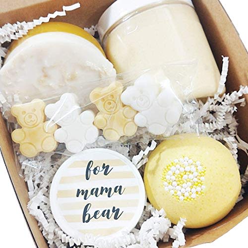 Mama Bear Spa Gift Set. Baby Shower Gifts for New Moms. Pampering Boxed Set for Mothers to Be
