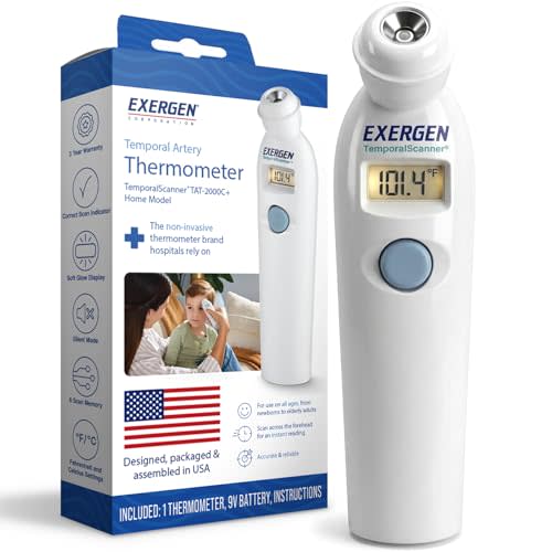 Exergen TAT-2000C+ Temporal Artery Thermometer  Fast & Accurate Forehead Thermometer for Adults, Kids & Babies