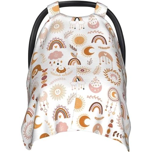 Boho Car Seat Cover for Baby in Winter Summer, Nursing Cover for Mom Boho Baby Stuff for Boys