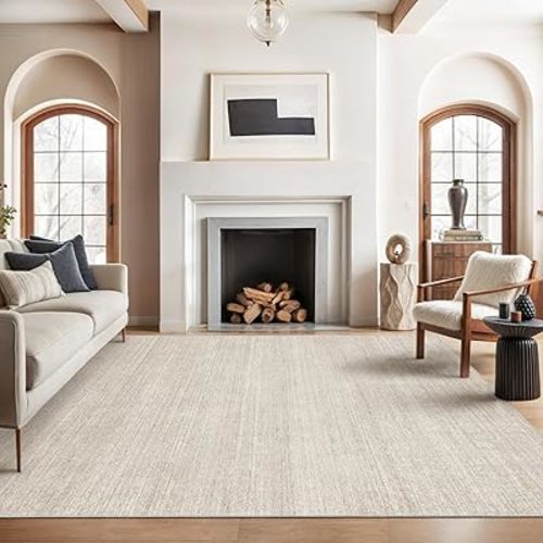 Valenrug Washable Rugs 8x10 - Stain Resistant 8x10 Area Rugs for Living Room, Non Slip Backing Large Area Rugs for Bedroom, Folable Machine Washable Area Rug (8'x10', Beige)