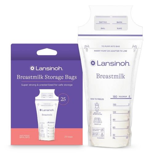 Lansinoh Breast Milk Storage Bags, Fast Freeze & Thaw Breast Milk Bags For Baby Bottle Feeding - 100ct/6oz