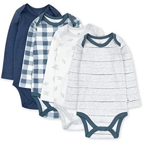 HonestBaby baby-boys Multi-pack Long Sleeve Bodysuits One-piece Organic Cotton for Infant Baby Boys, Unisex (Legacy)