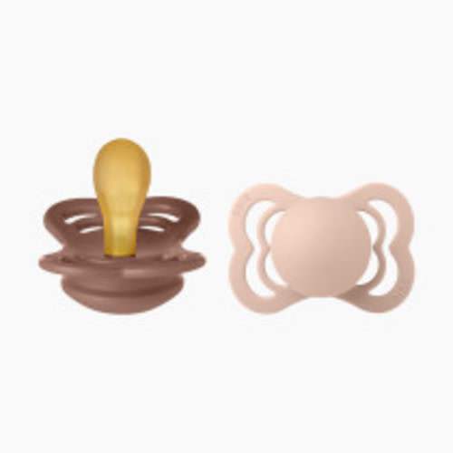 BIBS Pacifiers - Supreme Collection | BPA-Free Baby Pacifier | Made in Denmark | Set of 2 Woodchuck/Blush Color Premium Soothers | Size 0-6 Months