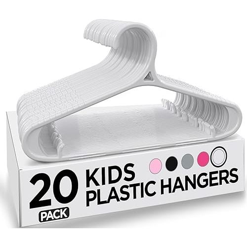 Utopia Home Kids Hangers - 11 Inch Plastic Baby Hangers for Closet - Infant or Childrens Hangers for Clothes 20 Pack (White)