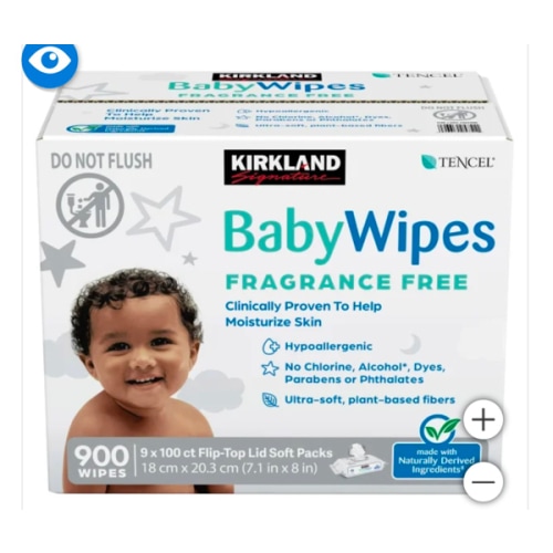 Kirkland Signature Baby Wipes Fragrance Free, 900-count