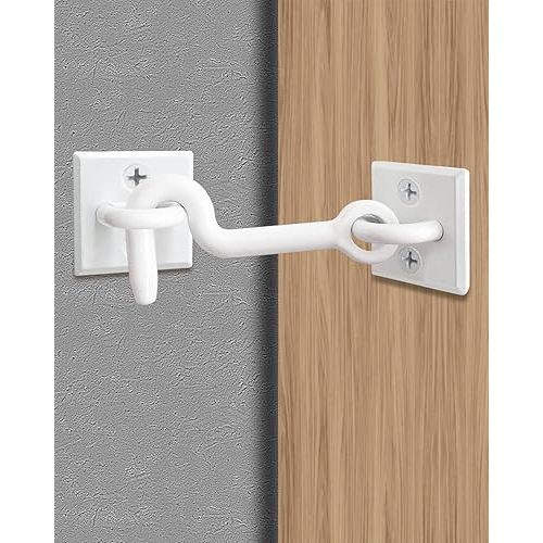 2 Pack Hook and Eye Latch for Door, Extra Large Size (Square Plate Width 4cm),Heavy Duty Barn Door Locks and Latches for Gate, Fence, Screen Door