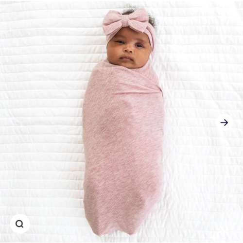 Heather Mauve Ribbed Swaddle & Luxe Bow Headband Set - Little Sleepies