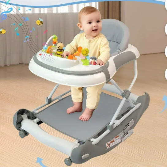 5 in 1 Baby Walker (Walk,Jumper,Rocking,Push,Eating Mode) for Boys Girls,Foldable,Music & Light,Height Adjustable,Wheels for Infant Babies,Grey - Walmart.com