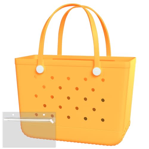 Heibbao X-Large Rubber Beach Bag Tote Bag with Waterproof Zipper Inner Bag, Washable Durable Tote Bag Storage bags