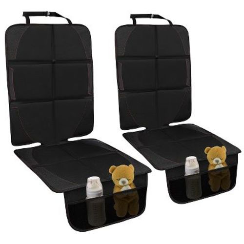 iMountek"2-Pack Car Seat Protector Mats with Thick Padding, Non-Slip, Mesh Pockets for Child Safety"Black