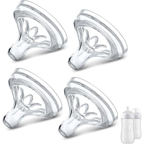 VANEST 4 Packs Silicone Bottle Nipples Compatible with Philips Avent Natural Bottle, Replacement Bottle Nipple BPA-Free, No Spill, Anti-Colic, 3+ Month (Flow 4)