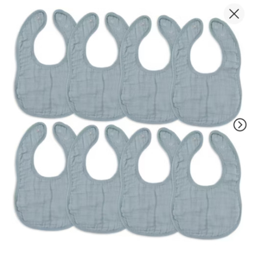 Muslin Cotton Baby Bibs, 8 Pack, Adjustable Size With Easy Snaps, Soft And Super Absorbent, Washable And Reusable By Comfy Cubs - Fern
