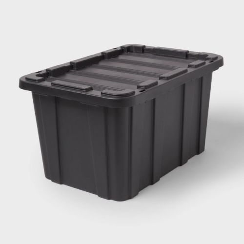 27gal Heavy Duty Storage Tote Black - Brightroom™: 27 Gallon Utility Container With Snap Lid, Portable Polypropylene Bin