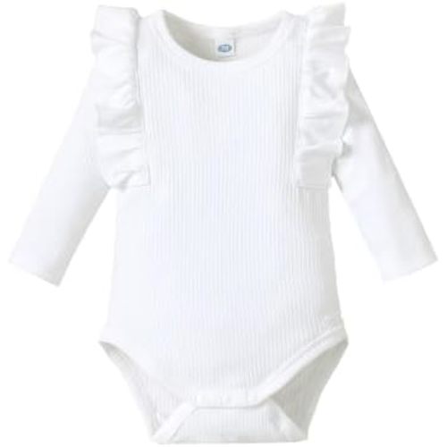 0-24M Infant Ribbed Romper Baby Girls Knit Ruffle Bodysuit Toddler Girl Solid Color Jumpsuit Holiday Shirt Tpos