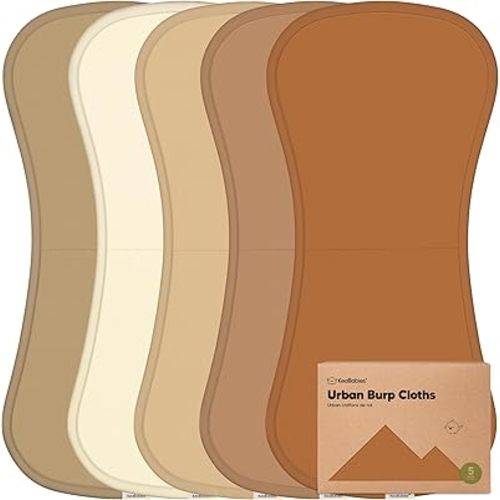 Organic Burp Cloths Baby Boy & Girl - 5-Pack Super Absorbent Cotton Burping Cloths for Babies, Soft & Plush Newborn Spit Up Rags, Infant Towels for Milk Spit Up, Unisex, Large 21" x 10" (Terracotta)