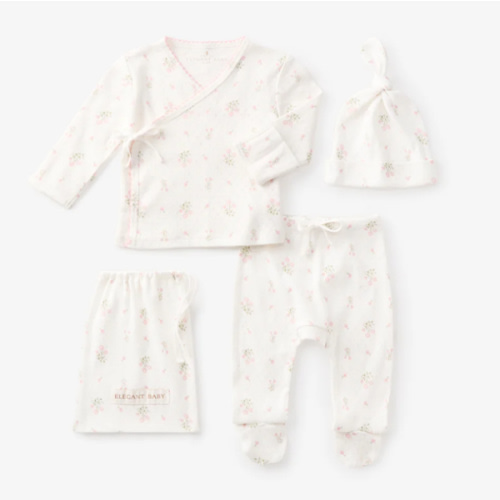 Folklore Floral Organic Cotton Pointelle Layette 3PC Set – Elegant Baby