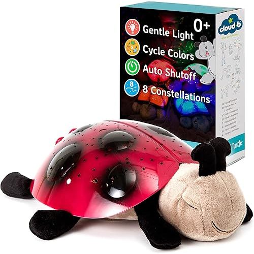 Cloud b Calming Nightlight Star Projector | Gentle Brightness | 3 Colors | 7 Constellations | Auto-Shutoff | Twilight Ladybug Red