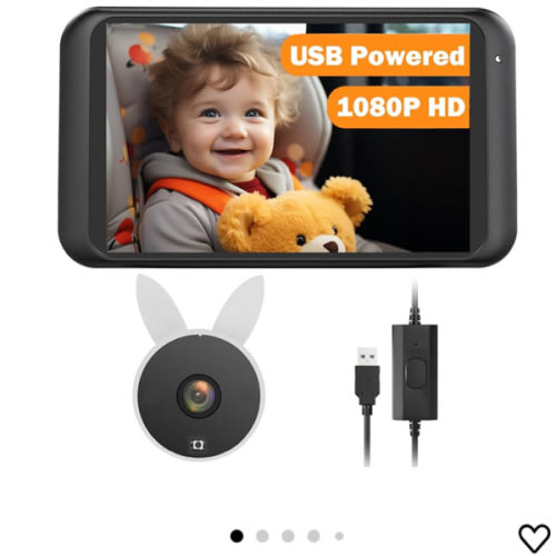 USB Car Camera for Baby : 4.5" Baby Car Camera with 1080P Crystal Clear Mirror View, Easy Installation Carseat Rear Facing Moitor for Kids, HD IR Night Vision Backseat Monitor