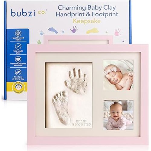 Baby Footprint Kit, Baby Foot and Hand Print Kit, Baby Keepsake Frame, Nursery Pictures Frames, Hand Print Mold Kit, New Mom Gifts, Baby Newborn Essentials Must Haves, Baby Shower Gifts (Ballet Pink)