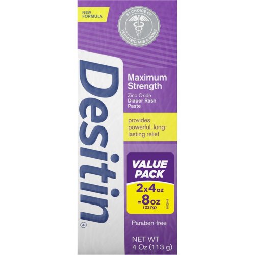 Desitin Maximum Strength Baby Diaper Rash Cream with Zinc Oxide, Twin Pack, 2 x 4 oz