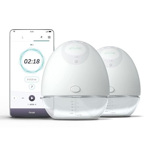 Elvie Breast Pump - Double, Wearable Breast Pump with App - The Smallest, Quietest Electric Breast Pump - Portable Breast Pumps Hands Free & Discreet - Automated with Four Personalized Settings - White