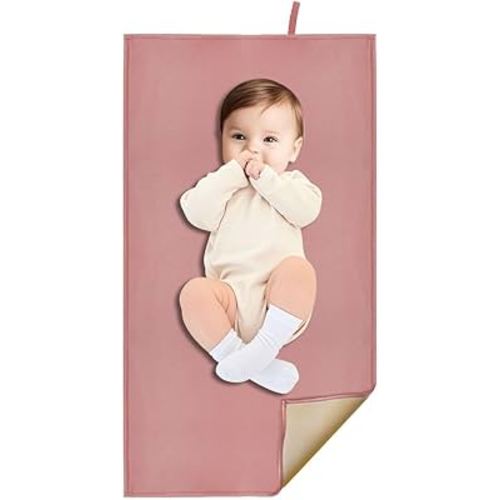 Wipeable Changing Pad for Baby, Dusty Pink Diaper Changing Mat for Baby Travel or Home, Foldable Mat Fits Perfectly in Diaper Bag (67-05)