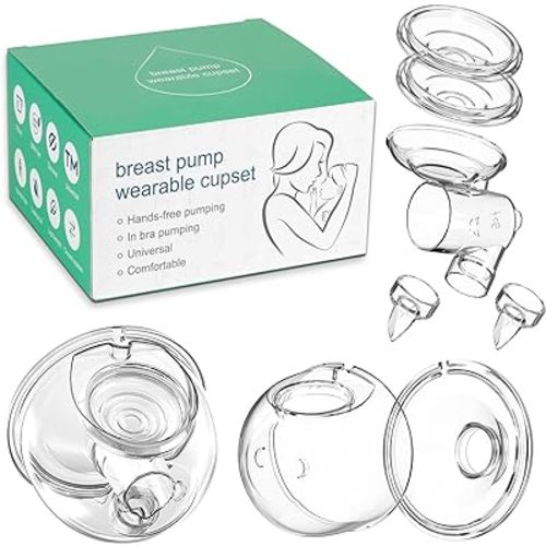 Wearable Breast Pump Parts Milk Collector Cup Accessories 24mm Compatible with Momcozy/TSRETE S9/S10/S12 Pump Replacement Parts(1 Whole Bowl), Extra 1pcs Duckbill Valve&Silicone Diaphragm
