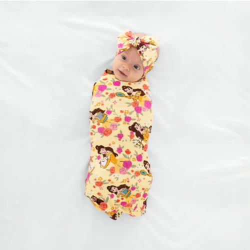 Disney Princess Belle Swaddle & Luxe Bow Headband Set – Little Sleepies