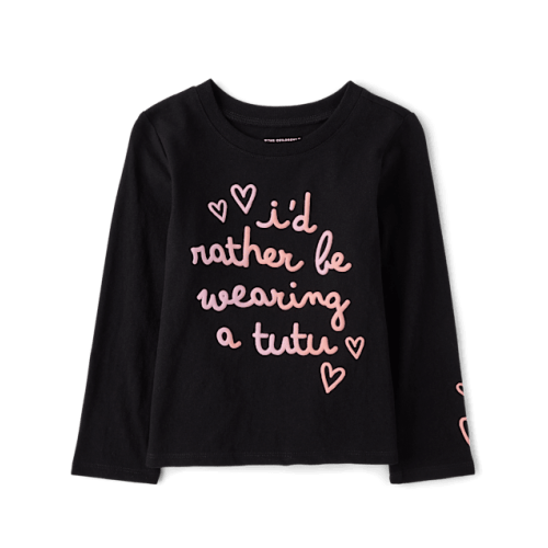 Baby And Toddler Girls Tutu Graphic Tee - Black