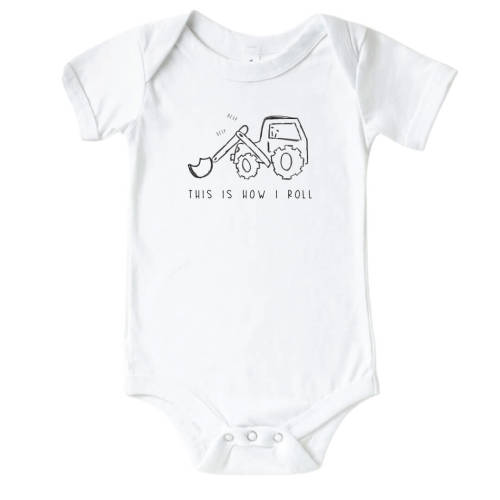 How I Roll Graphic Bodysuit | White 6-12 months