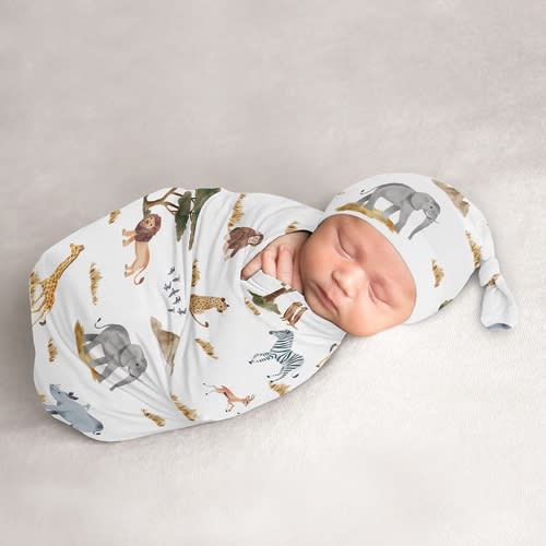 Jungle Collection Baby Cocoon and Beanie Hat - 2 Piece Set