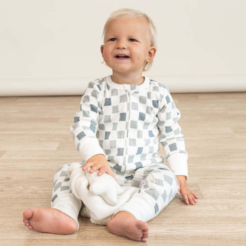 Organic Convertible Zip Romper - Chequered