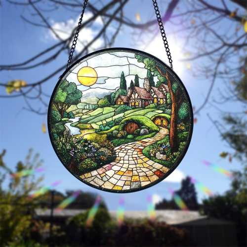 Handmade Shire Stained Glass Suncatcher: Fantasy Home Decor