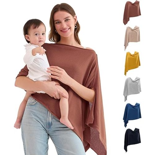 Momcozy Nursing Cover for Breastfeeding, Breathable Soft Privacy Poncho, Multi-Use Nursing Shawl, Portable Breast Feeding Covers for Women, Includes Laundry Bag