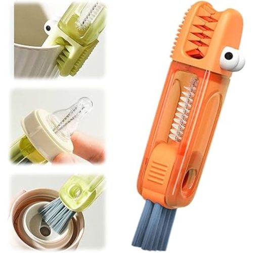 2024 New 3 in 1 Multifunctional Cleaning Brush, Portable Cup Lid Cleaner for Baby Bottles and Tight Spaces