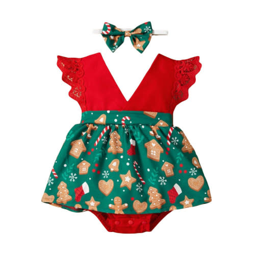 Christmas Gingerbread Lace Dress - MyLoveHoney Baby Clothing
