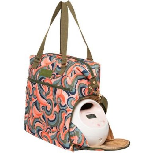 Sarah Wells Lizzy Breast Pump Tote – Lightweight, Easy-Clean Bag with Insulated Pocket, Laptop Sleeve & Side Storage – Fits Pumps & More Groovy