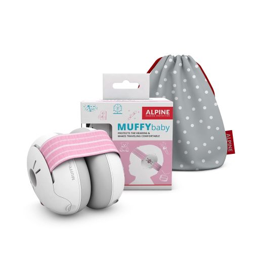 Alpine Muffy Baby Ear Protection for Babies and Toddlers up to 36 Months - CE & ANSI Certified - Noise Reduction Earmuffs - Comfortable Baby Headphones Against Hearing Damage & Improves Sleep - Pink