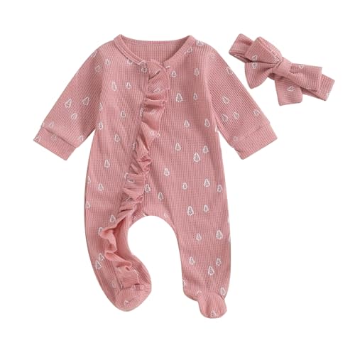 YINGISFITM Baby 3 6 Months Girl Clothes Newborn Onesie Ruffle Long Sleeve Ribbed Romper Jumpsuit One Piece Hospital Outfit