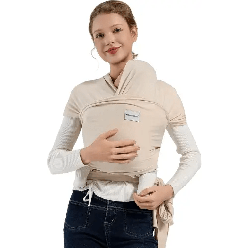 Baby Wraps Carrier, Baby Carrier Wrap Newborn Sling 7-35lbs, Baby Wearing Wrap Newborn Wrap Carrier, Baby Sling Carriers for Newborn and Infant, Beige