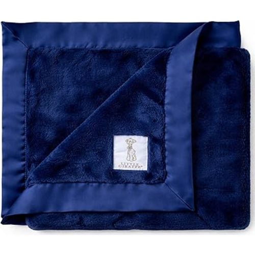 Little Giraffe Luxe Baby Blanket – 29x35” Satin Trim, Midnight | Ultra-Soft, Hypoallergenic Stroller & Nursery Blanket | Perfect for Newborns & Toddlers