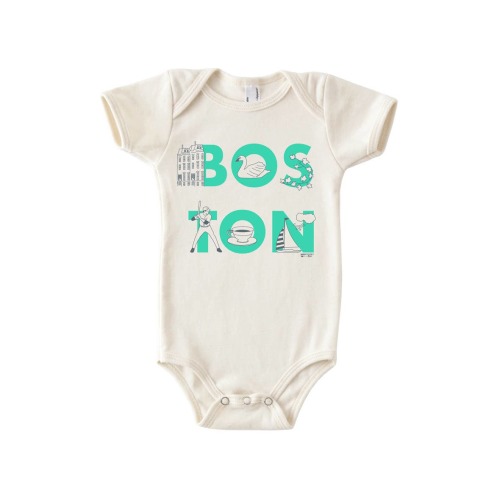 Boston Font One-Piece – City Map, Organic Cotton, USA Made – Tadpole